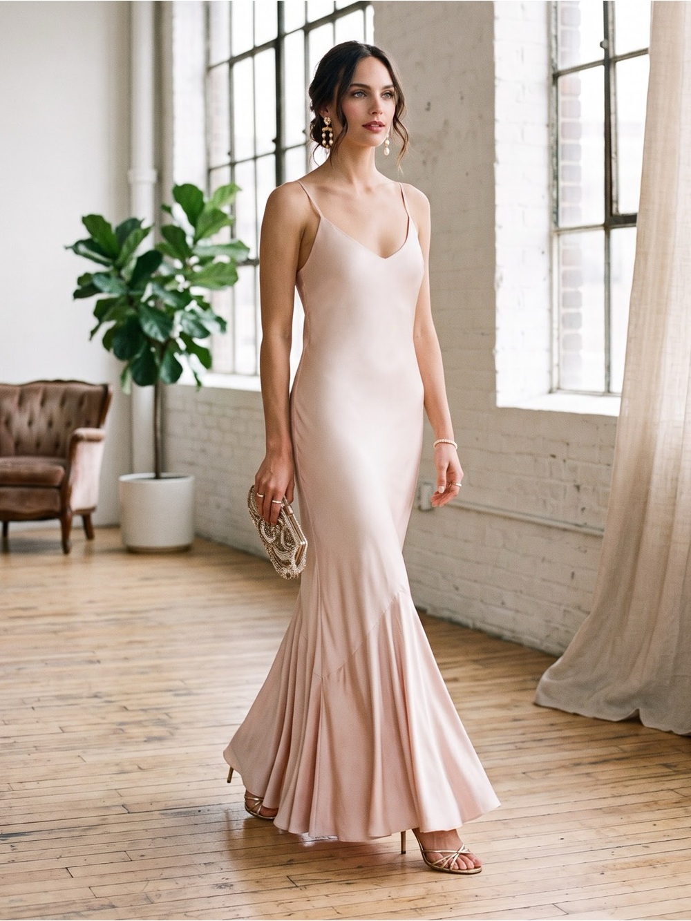 Ghost London Cream Blush Bias Cut Satin Mermaid Maxi Slip Dress - P (Fits XS-M)